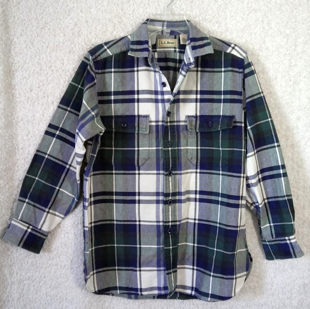 S Men's Vintage LL Bean Plaid Button-up  Shirt
